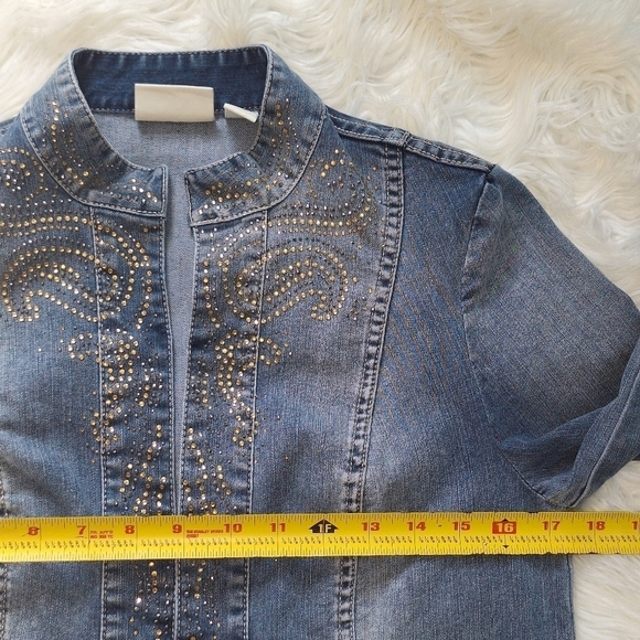 Chico's Golden Paisley Denim Jacket Chico's Size - 0 (4/Small) - Picture 14 of 16
